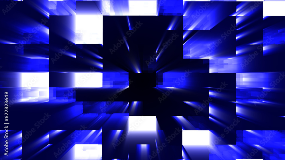 Poster abstract pattern blue and white seamless mosaic background. computer image. fractal geometry: a port