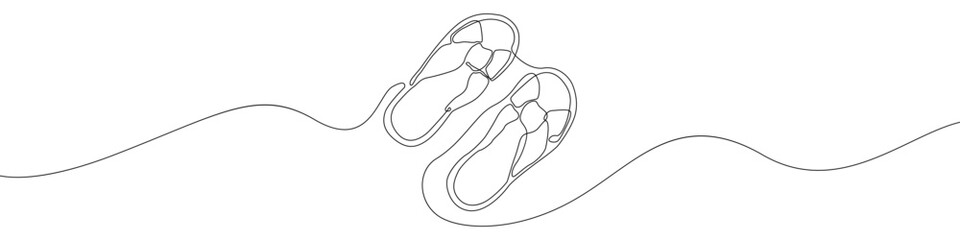 One line drawing Sandals vector. Slippers single line vector linear icon. Footwear outline line design. Vietnamese shoes Vector illustration.