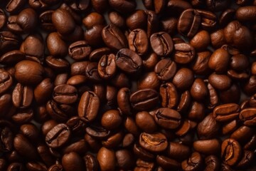 Fototapeta premium Coffee Bean Texture Background, Showcasing Light Brown and Brown Tones with Realistic Light and Captivating Reflections