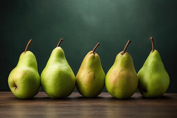 Photorealistic Upright Image of Pears with Stork on a Blank Background