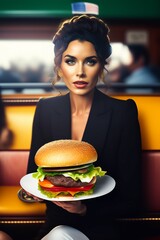 person with hamburger