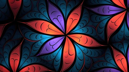  a colorful abstract background with a flower design in red, purple, and blue.  generative ai