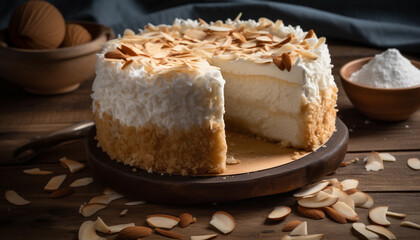 Fresh homemade almond milk and coconut cookie generated by AI