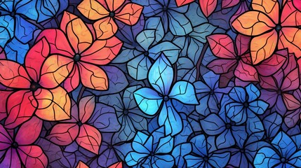  a stained glass window with a bunch of flowers on it.  generative ai