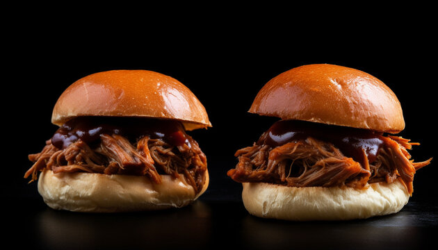 Slow cooked pulled pork sandwich with coleslaw generated by AI
