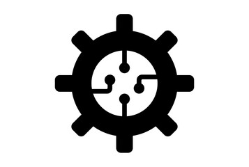Digital gear flat app icon minimalist web symbol black sign