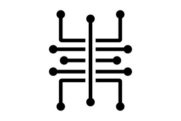 Neural network flat app icon minimalist web symbol black sign