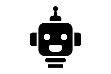 Robot flat app icon minimalist web symbol black sign