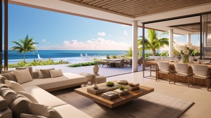 Obraz premium Villa in a prime oceanfront location in Miami, offering stunning views of the Atlantic Ocean and access to beaches