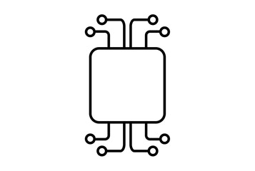 Chip line icon website symbol artificial intelligence black sign for app or web