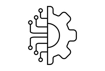 Configuration gear line icon website symbol artificial intelligence black sign for app or web