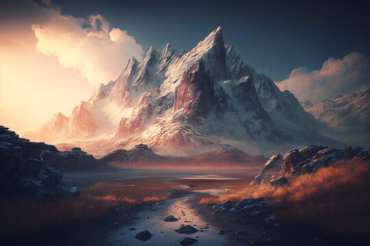 Mountain landscape rock high resolution wallpaper ai generated art