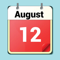 calendar vector drawing, date August 12 on the page
