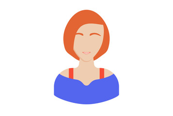 Girl red short hair avatar icon character web symbol person app sign