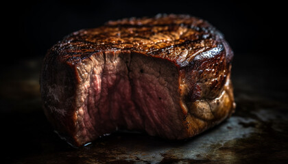 Obraz premium Grilled pork fillet, smoked and ready to eat generated by AI
