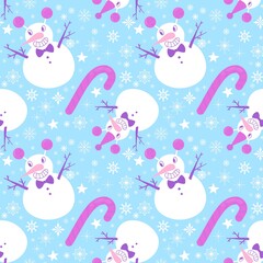 Christmas snowman seamless candy pattern for wrapping paper and fabrics and linens and kids clothes print