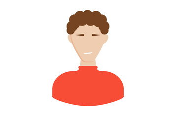 Brunette in a red shirt avatar icon character web symbol person app sign