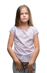 Fototapeta premium Young beautiful girl over isolated background skeptic and nervous, frowning upset because of problem. Negative person.