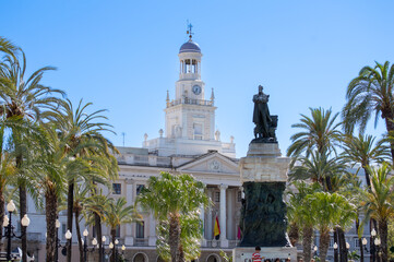 City hall on Plaza de San Juan de Dias in Cadiz, Spain on April 30, 2023
