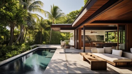 Embrace the tropical climate of Miami by incorporating architectural elements like open - air spaces, large windows, and a seamless indoor outdoor flow
