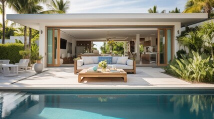 Embrace the tropical climate of Miami by incorporating architectural elements like open - air spaces, large windows, and a seamless indoor outdoor flow