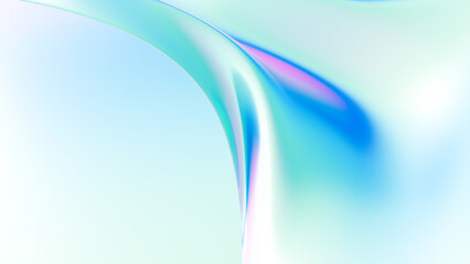 Abstract fluid iridescent holographic bright neon curved wave in motion colorful background 3d render. Gradient design element for backgrounds, banners, wallpapers, posters and covers.