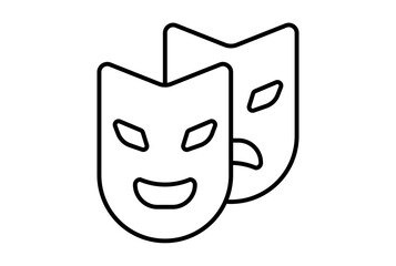 masks outline carnival icon festival sign black party symbol artwork