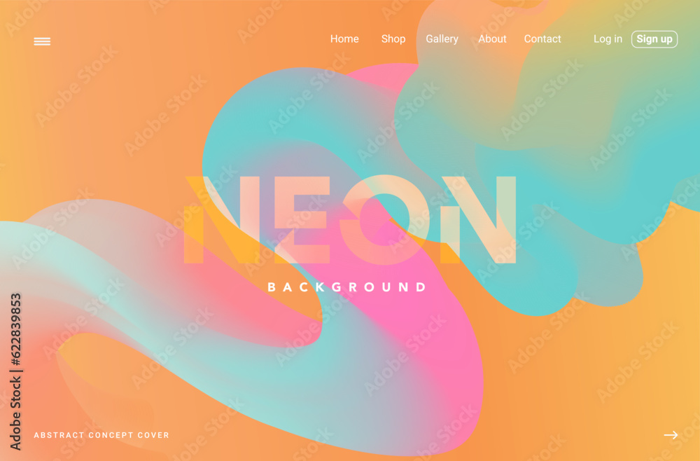 Canvas Prints neon holographic fluid wave gradient landing page. cyan modern flow bland shape background design fo