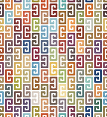Seamless repeating pattern with multicolored rectangle shape elements arranged on vertical lines. Geometric abstract background. Modern style design. Illustration for fabric, wrapping, and print. 