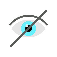 Hide icon eyes. Hidden symbol. Invisible icon. Dead. Invisible sign.No view. Blind icon. Can't see. Hidden visibility.