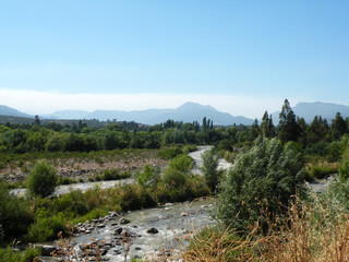 Rural landscape, Claro de Molina river, Maule, Chile