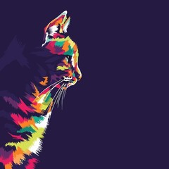 cat colorful abstarct color pop art