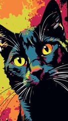 cat colorful abstarct color pop art