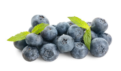 Ripe fresh blueberry on white background