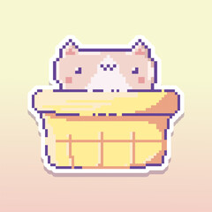 Cute vector sticker in pixel art style