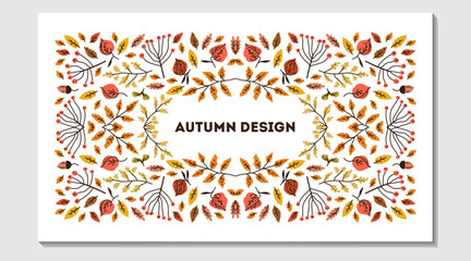 Thanksgiving and Harvest Day. Vector illustration. Autumn templates. Vector design for card, poster, flyer, web and other users. Set of leaves cover templates, decorative nature borders,