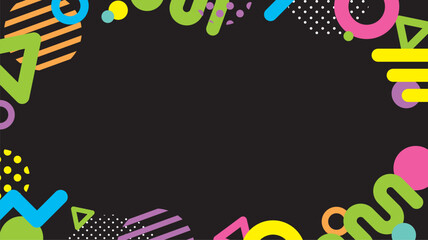 Obraz premium ポップでカラフルな図形のフレーム(16:9)