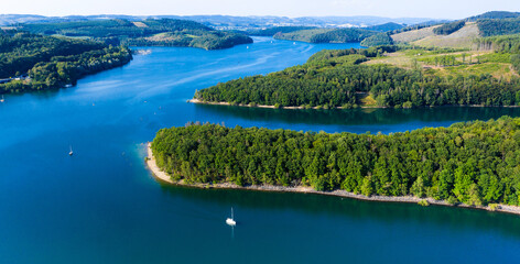 the bigge lake in the sauerland in german from above