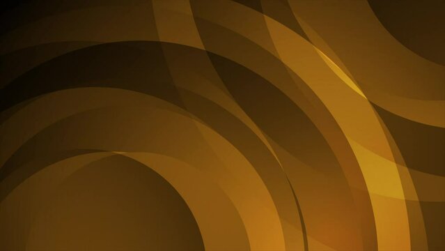 Dark yellow glossy circles abstract tech background. Seamless looping geometric motion design. Video animation Ultra HD 4K 3840x2160