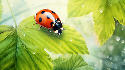 Obraz premium ladybug on leaf
