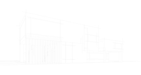 Modern house sketch 3d illustration