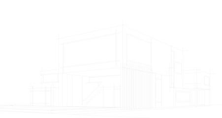 Modern house sketch 3d illustration