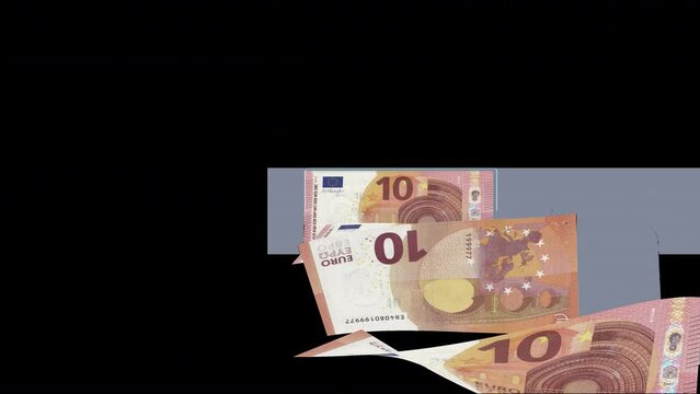 10 Euro  Bank Note in Alpha Channel with Loop Animation
