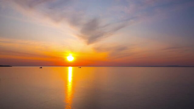 Beautiful sunset on the sea, time-lapse