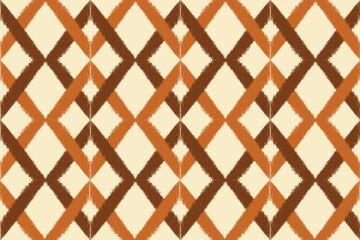 Ikat seamless pattern. Ikat chevron geometric ethnic pattern traditional background.Brown green earth tone.Aztec style,embroidery,abstract, vector,illustration. design for texture, fabric, clothing
