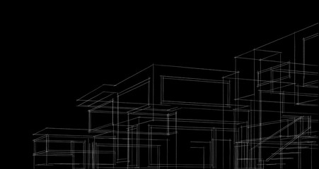 Modern house sketch 3d illustration