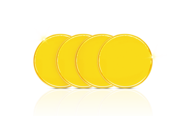 Blank template for gold coin or medal with metal texture PNG transparent..