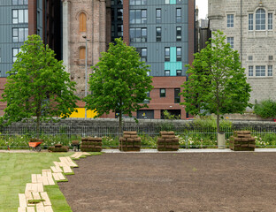 27 June 2023. Aberdeen,Scotland. This is a new lawn being laid at Union Terrace Gardens in the City Centre.