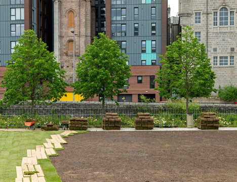 27 June 2023. Aberdeen,Scotland. This Is A New Lawn Being Laid At Union Terrace Gardens In The City Centre.