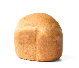 Homemade bread from bread machine isolated on white background